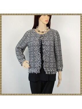 Lineamaglia Black White Wool Alpaca Blend Cardigan Small